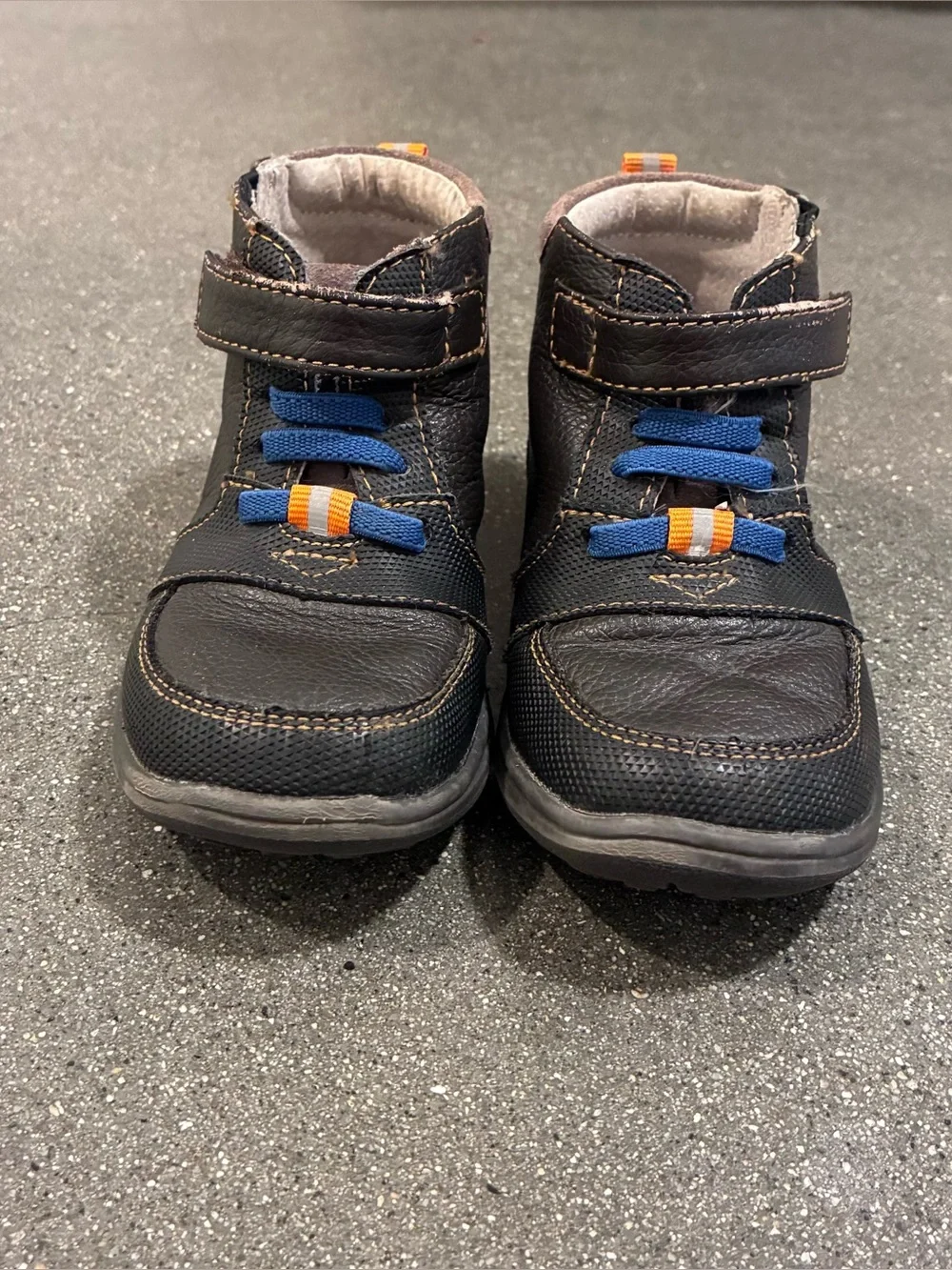 See Kai Run Toddler High Top Sneakers Black Blue Hook & Loop Shoes Size 9.5